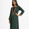 Floral printed straight kameez in crepe fabric. Full sleeves, V-cut neck. Karchupi at the front and sleeves cuff.