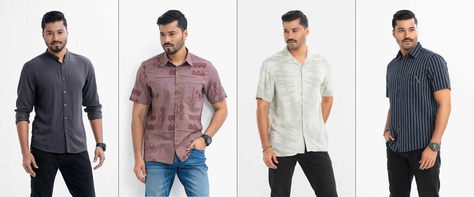 Different types of men's summer shirts
