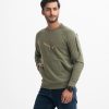 Men's winter sweatshirt in cotton French terry fabric. Full sleeves, crew ribbed neck. Le Reve bird print at front.