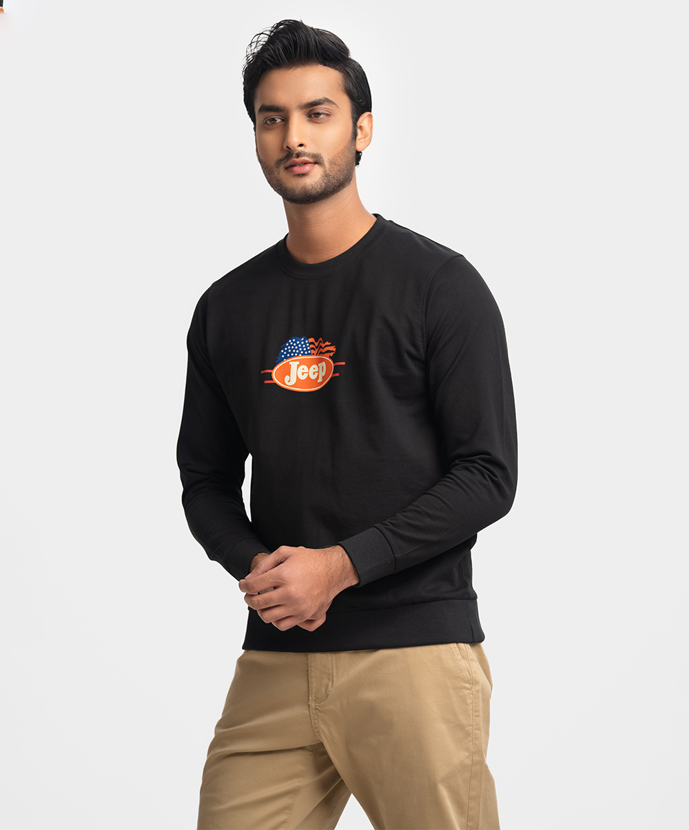 Black Terry Long Sleeve Sweatshirt