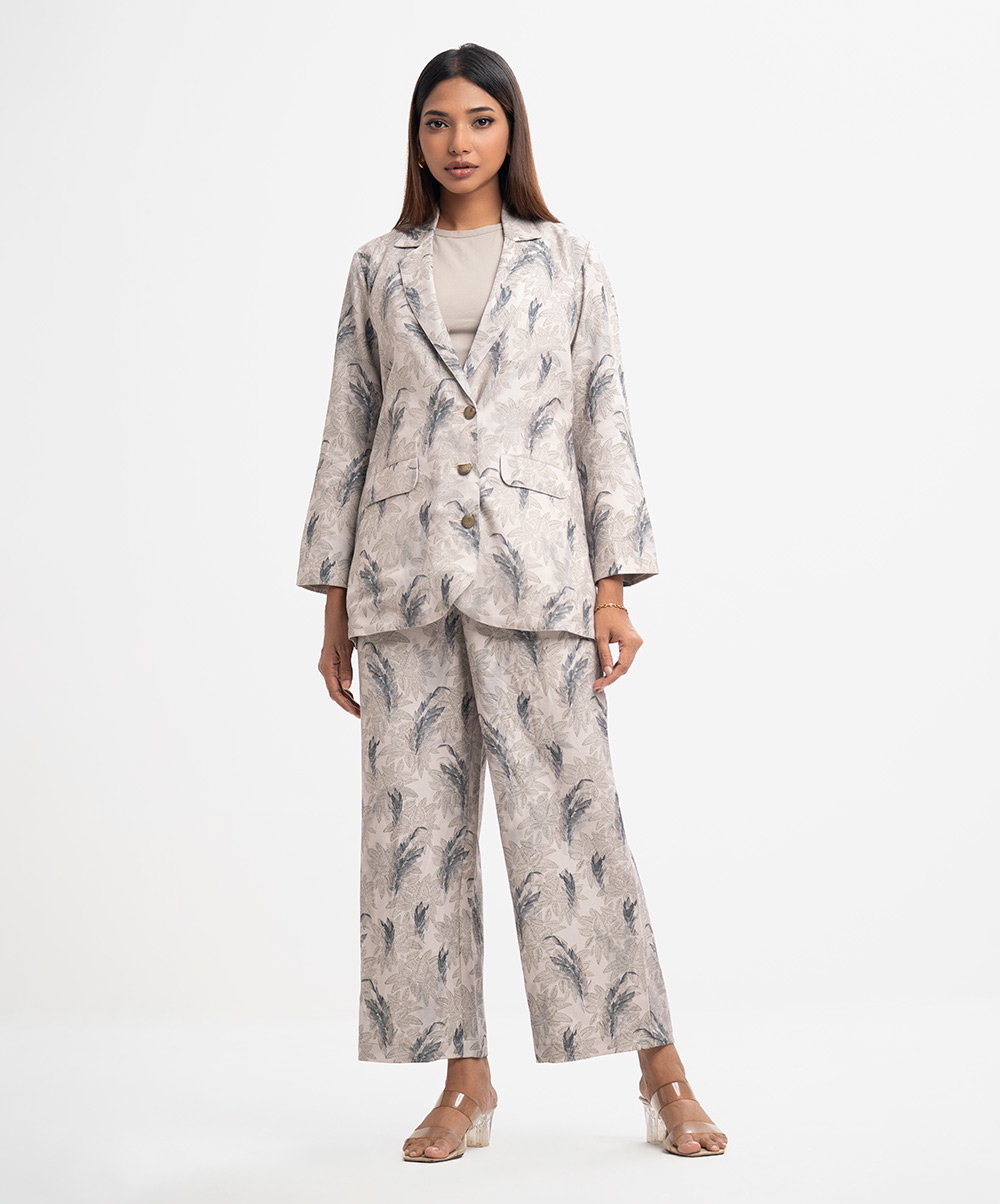 Beige Rayon Blended Top Bottom Set