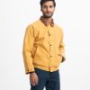 Men's concealed buttoned casual jacket in blended fabric with taffeta lining. Corduroy collar, full sleeves, hidden zipper & side pockets.