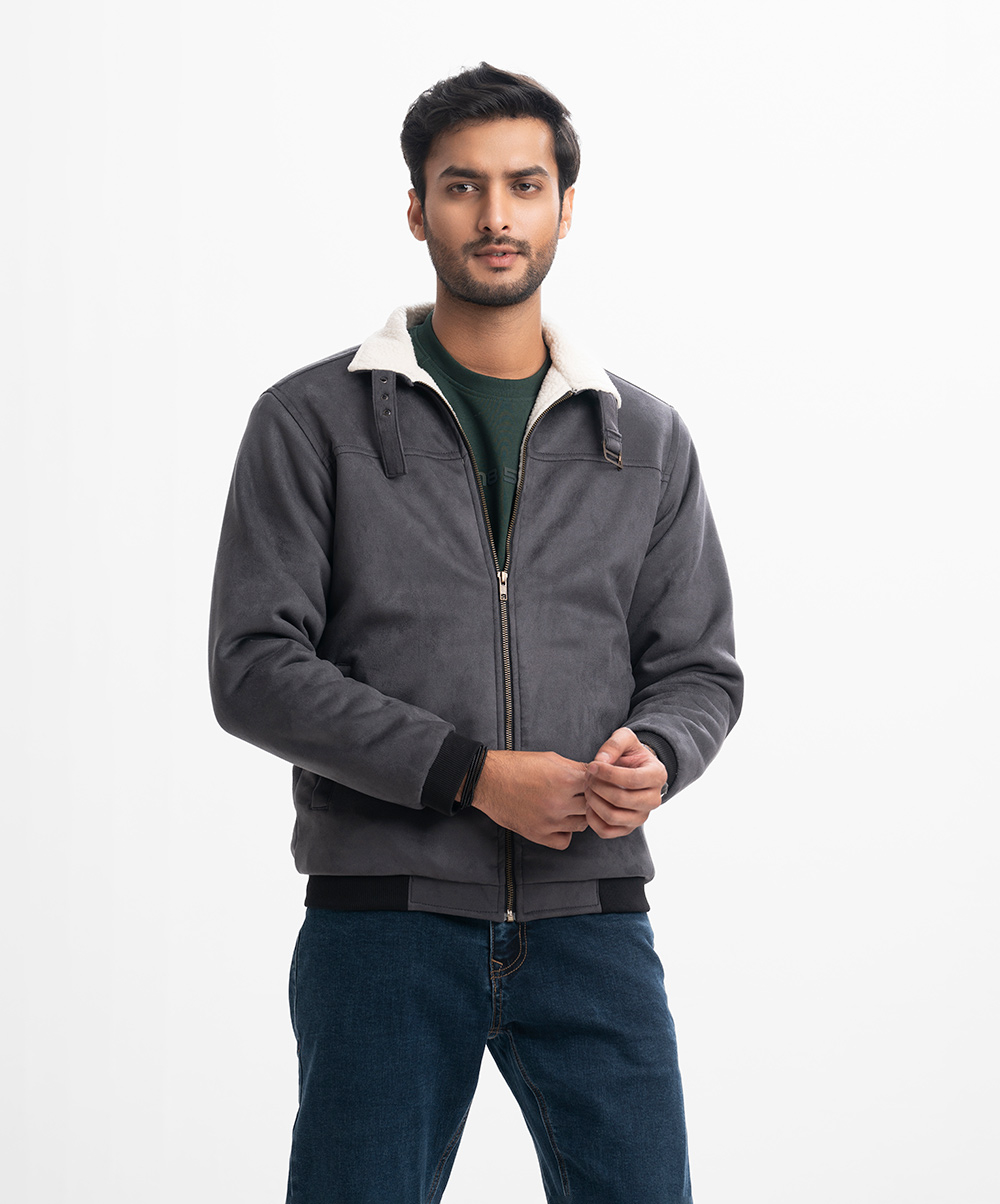 Ash Suede Zip-up Casual Jacket