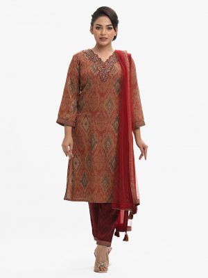 Brown Jacquard Exclusive Salwar Kameez