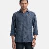 Blue Jacquard Long Sleeve Casual Shirt