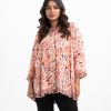 Peach Blended Cotton Abaya Style Tunic