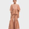 Brown Polka Blended Cotton Woven Set