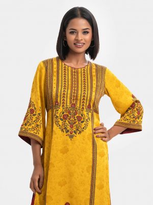 Yellow Georgette Straight Kameez
