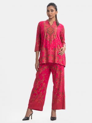 Pink Viscose Top Bottom Set
