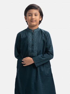 Green Jacquard Kids Panjabi