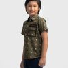 Green Cotton Short Sleeve Casual Shirt