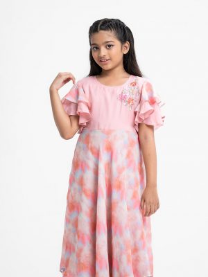 Pink Georgette A-line Frock