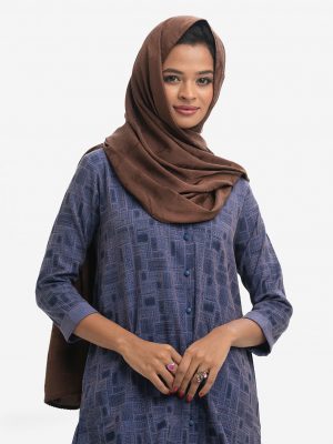 Dark Brown Jacquard Hijab