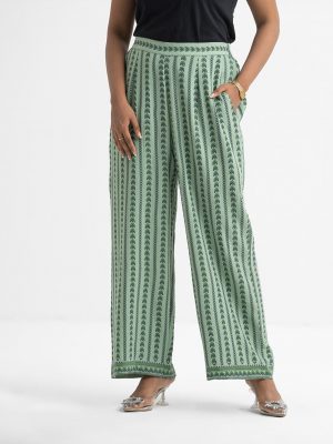 Green Stretchable Georgette Palazzo