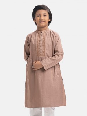 Brown Jacquard Kids Panjabi