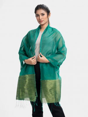 Green Half-silk Dupatta