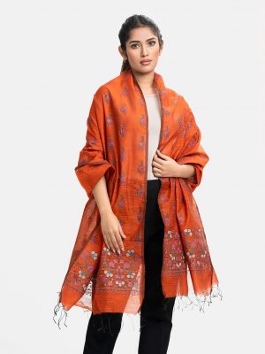 Orange Half-silk Dupatta