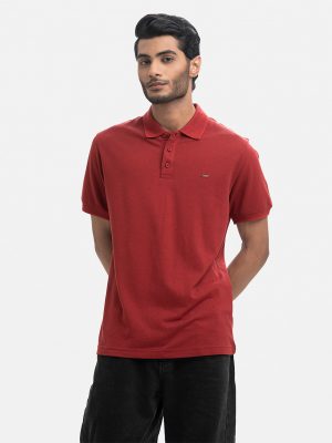 Maroon Cotton Pique Polo
