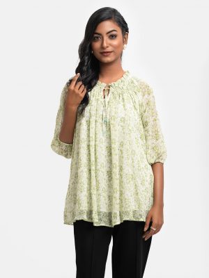 Green Georgette A-line Top