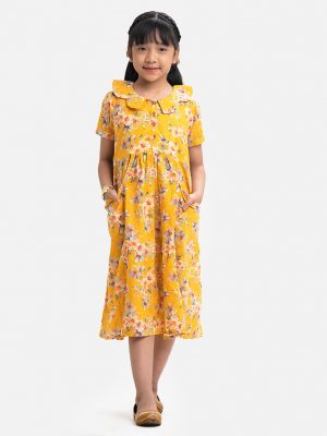 Yellow Viscose A-line Frock