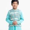 Teal Cotton Blended Panjabi Set
