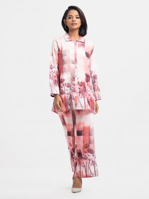 Red Georgette Top Bottom Set