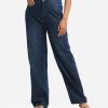 Blue High Rise Wide Leg Straight Jeans