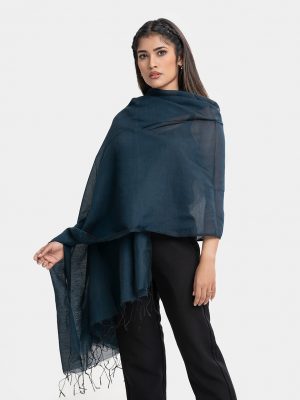Navy Blue Half-silk Dupatta