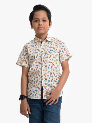Printed Cotton Short-Sleeve Casual Shirt
