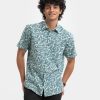 Sea Green Cotton Short Sleeve Casual Shirt