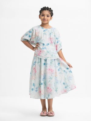 White Georgette Woven Set