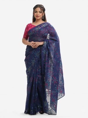 Navy Blue Cotton Saree