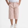 Pink Twill Three Quarter Pant