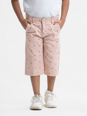 Pink Twill Three Quarter Pant