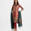 Red Crepe Straight Salwar Kameez