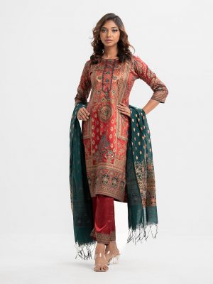 Red Crepe Straight Salwar Kameez