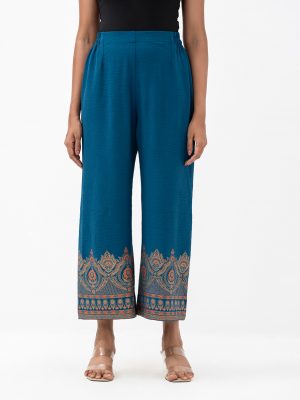 Teal Stretchable Georgette Palazzo