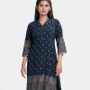 Navy Blue Viscose Straight Kameez