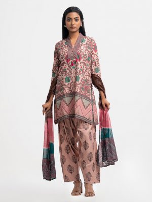 Peach Cotton Straight Salwar Kameez