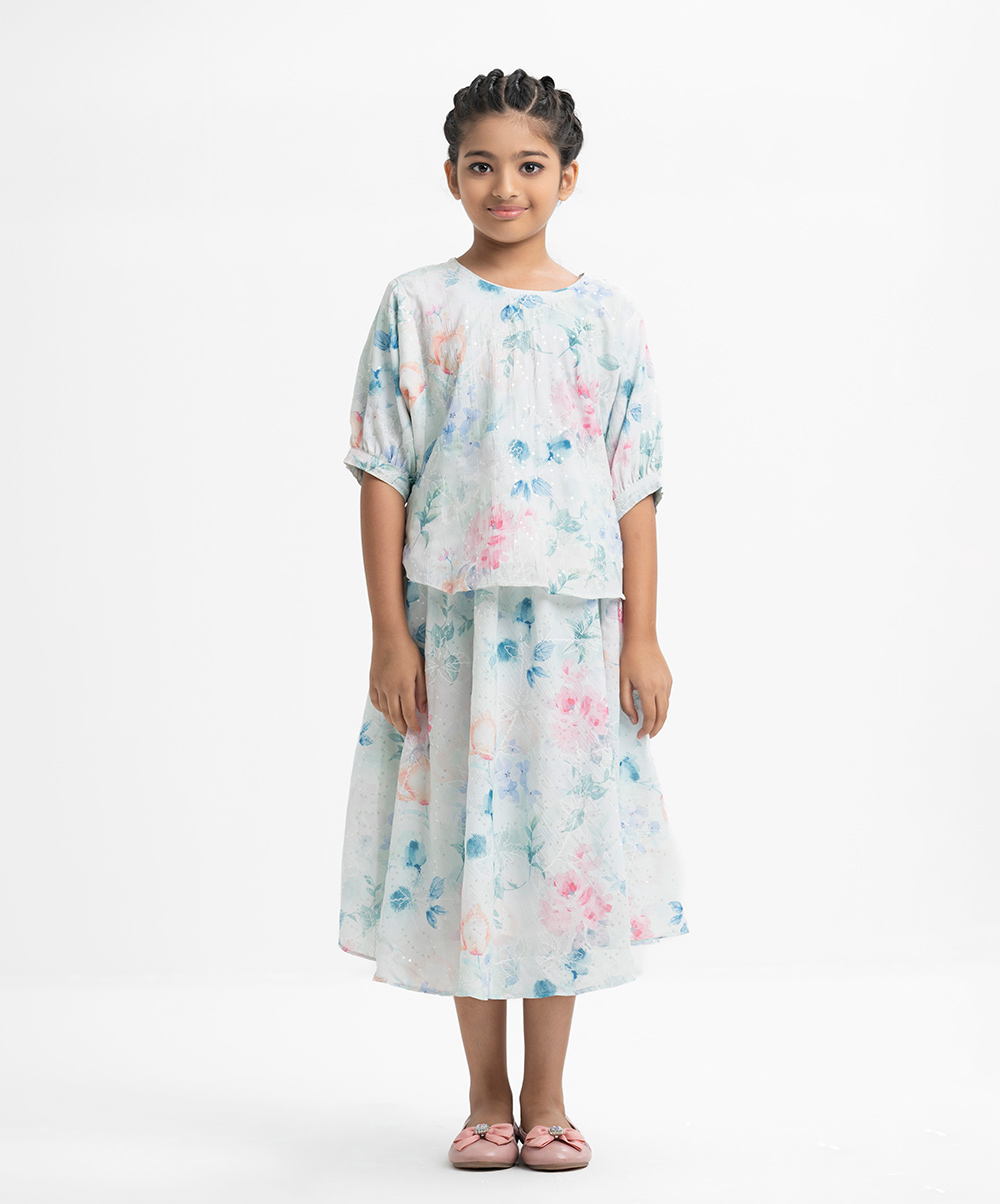 Brown Polka Blended Cotton Woven Set