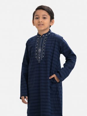 Blue Cotton Jacquard Panjabi