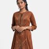 Coffee Georgette A-line Long Tunic