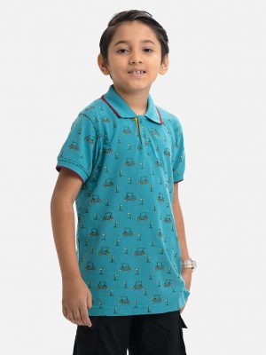 Blue Pique Short Sleeve Polo