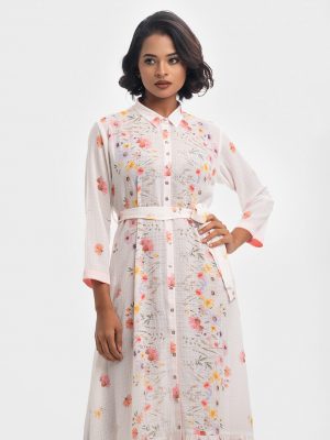 White Georgette A-line Maxi Dress