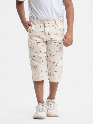 Off-white Twill Three Quarter Pant