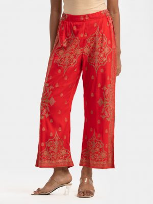 Red Viscose Printed Palazzo