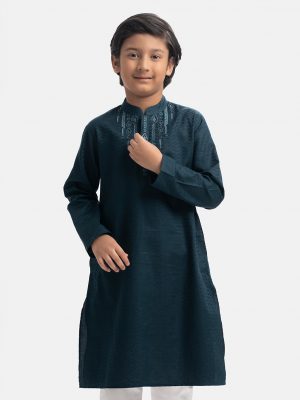 Green Jacquard Kids Panjabi