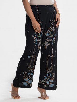 Black Viscose Printed Palazzo