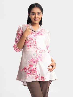 Pink Jacquard A-line Shirt