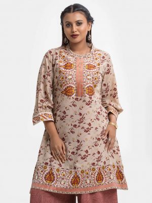 Beige Georgette A-line Tunic